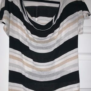 Ella Moss knit SS SZ XS shell w/ gold & silver/blk